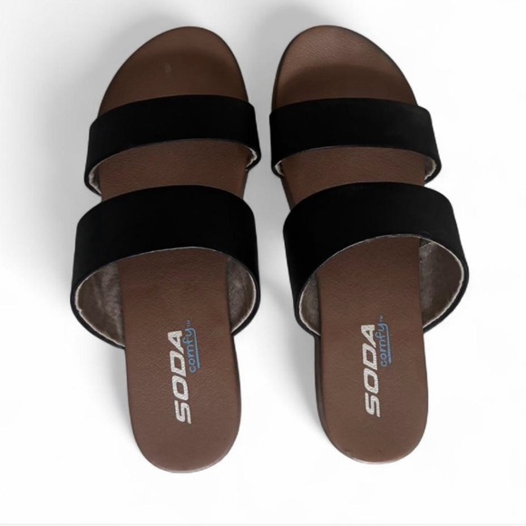 Soda Black and Brown Slide Sandals - Picture 3 of 7
